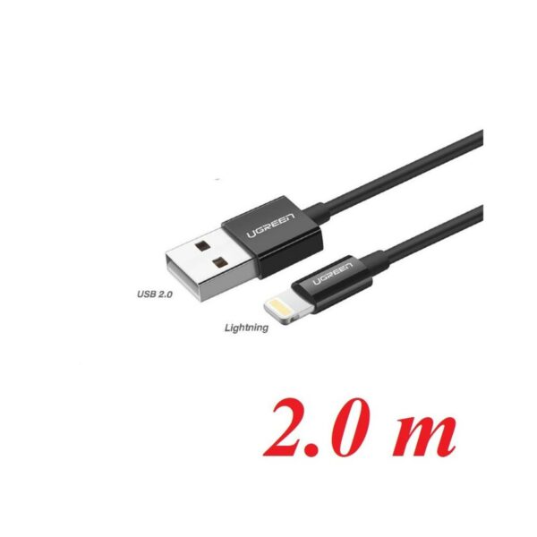ugreen 80823 2m black lightning to usb 2.0 a male cable