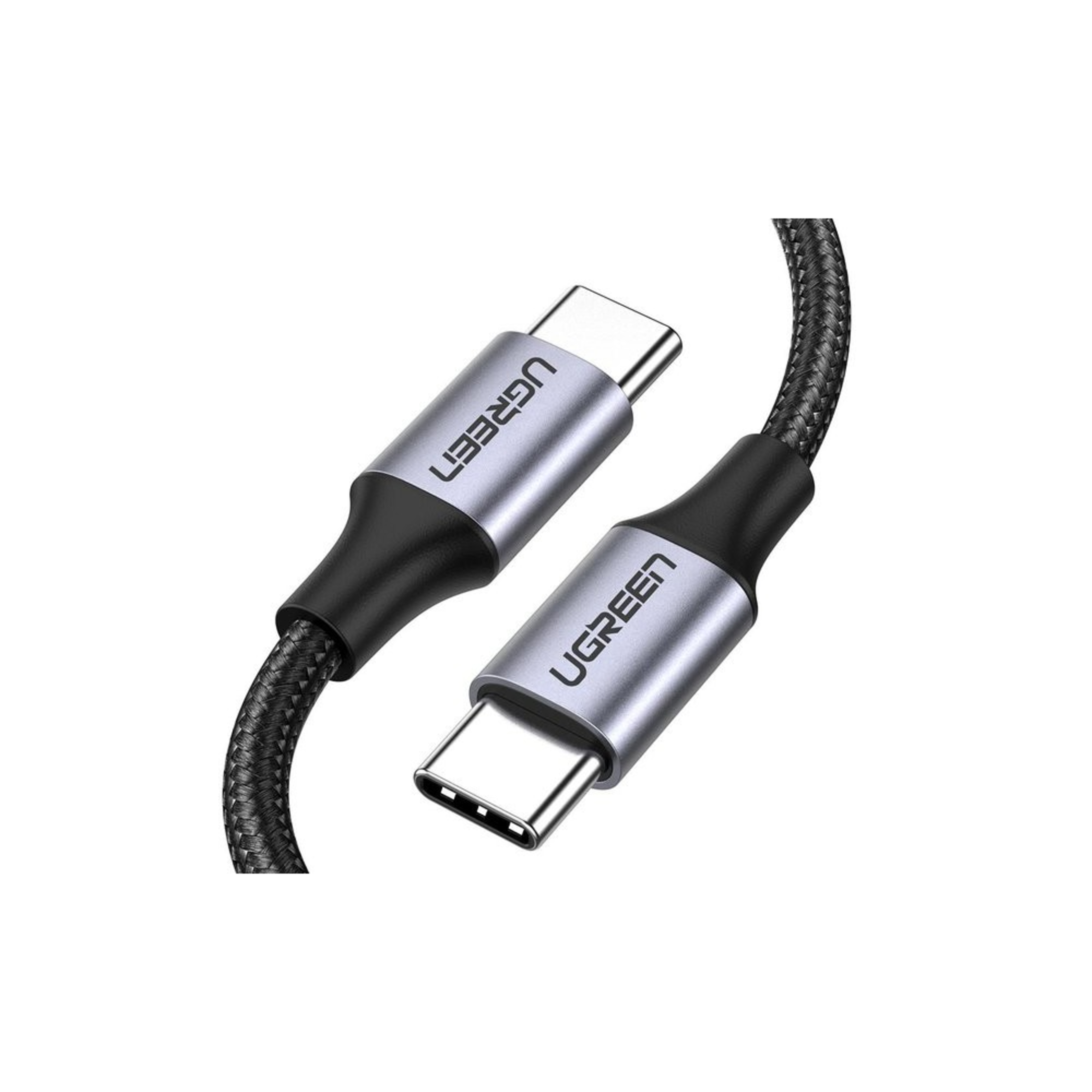 ugreen 50150 usb 2.0 c m/m round cable nickel plating aluminum shell 1m (gray black)