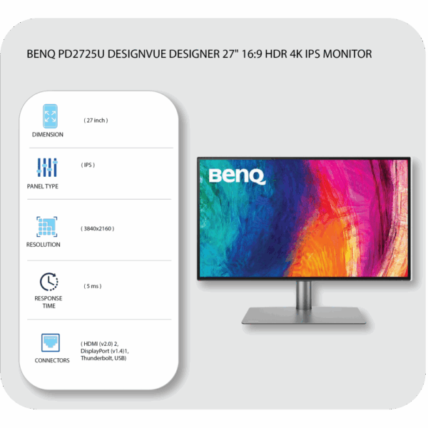benq pd2725u designvue designer 27" 16:9 hdr 4k ips monitor