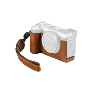 smallrig leather half case with strap for sony a7c ii / a7cr (brown)