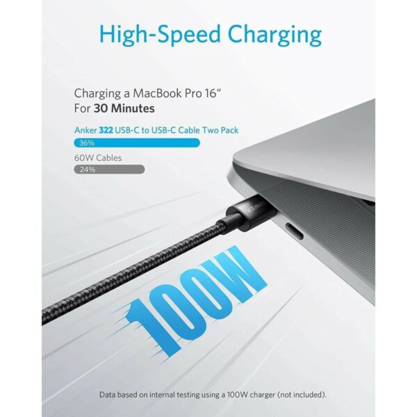 anker 322 usb a to usb c cable 3ft braided black (a81h5h11)