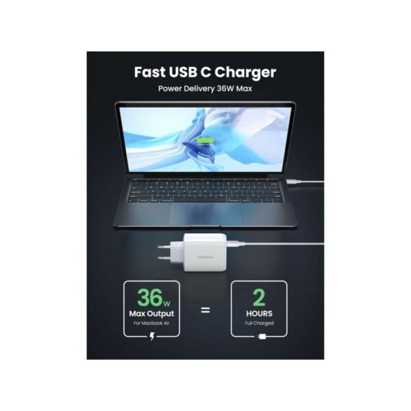 ugreen 60468 38w usb c wall charger eu (white)