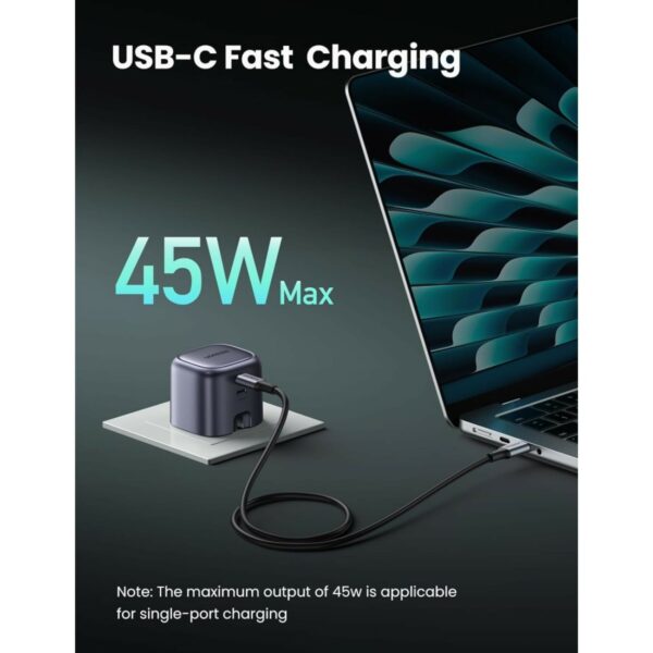 ugreen 90399 nexode 45w dual usb c pd gan fast charger uk (space gray)