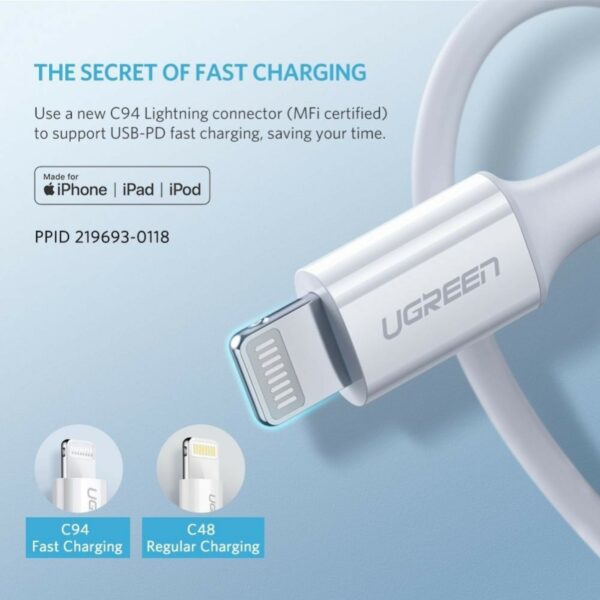 ugreen 10493 usb type c to lightning cable (1m)