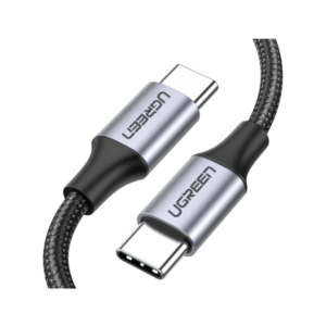 ugreen 50150 usb 2.0 c m/m round cable nickel plating aluminum shell 1m (gray black)