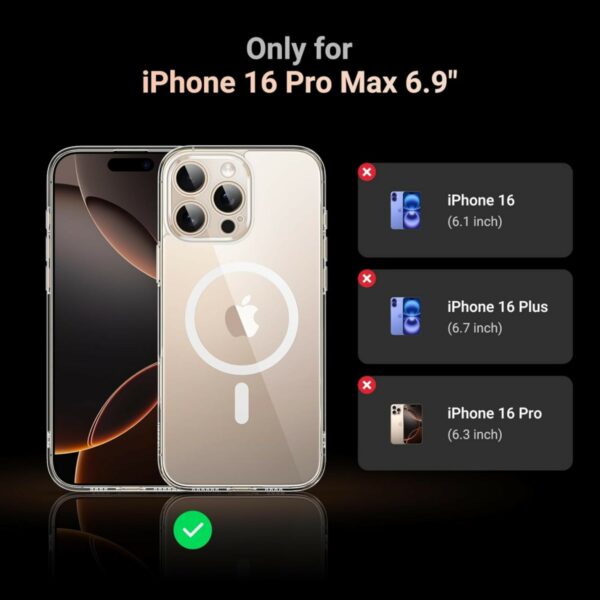 ugreen 45924 classy clear magnetic protective case for iphone 16 pro max upgraded version (clear)