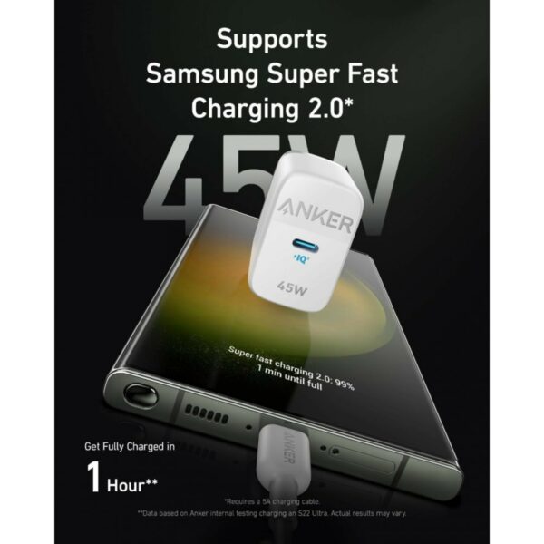 anker 313 charger 45w white (a2643g21)