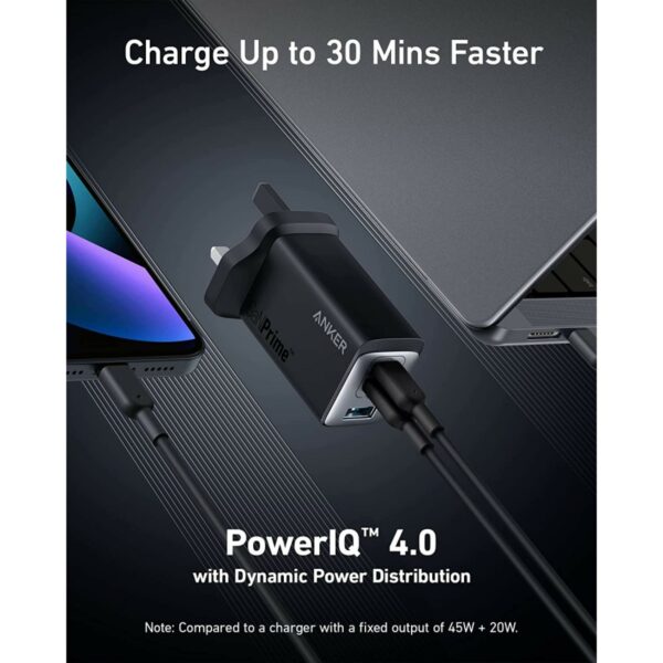 anker 735 usb c charger ganprime 65w pps 3 port fast wall charger (a2668211/b1)