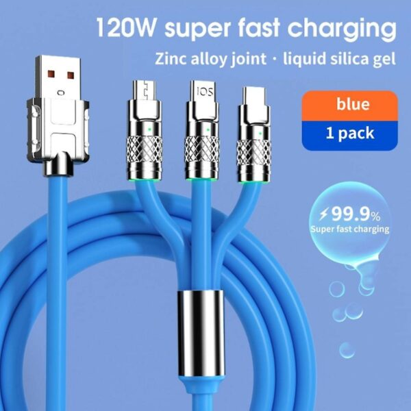 foxconn 1:1 quality 3 in 1 super fast charging data cable 120w 1.2m