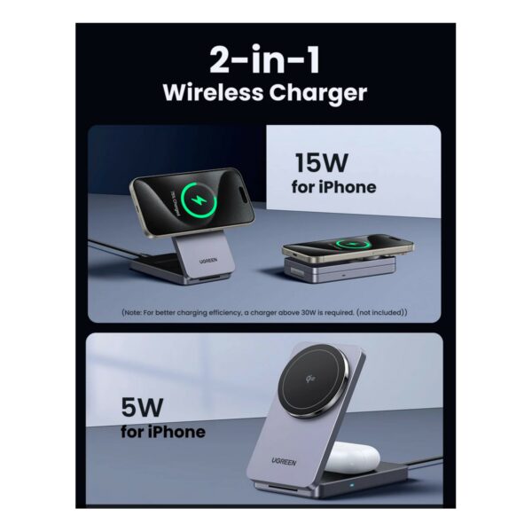 ugreen 45057 2 in 1 magnetic wireless charger