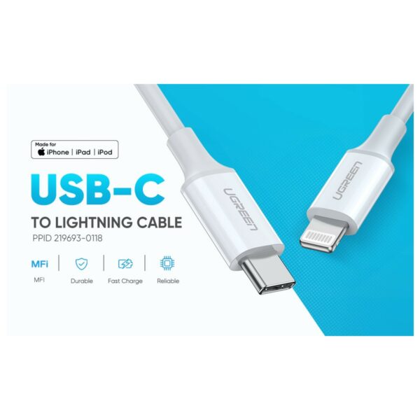 ugreen 10493 usb type c to lightning cable (1m)