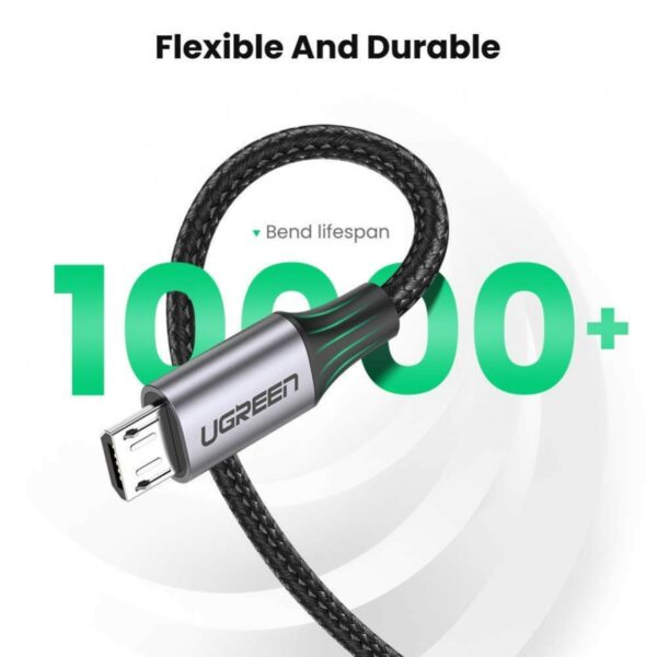 ugreen 60148 usb a to micro usb cable 2m (aluminium case, black)