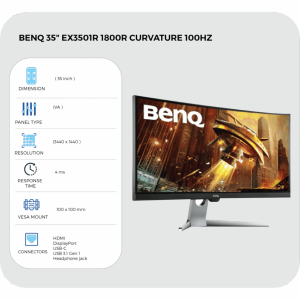 benq 35" ex3501r 1800r curvature 100hz
