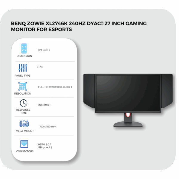 BenQ ZOWIE Gaming Monitor 27" (XL2746K) - Image 4