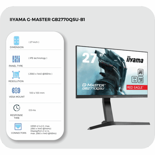 iiyama G-MASTER Gaming Monitor 27" (GB2770QSU-B1) - Image 4