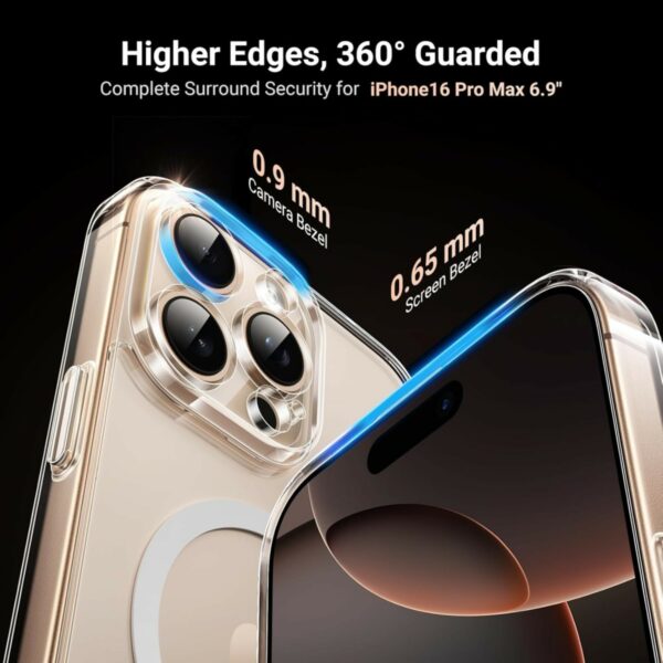 ugreen 45924 classy clear magnetic protective case for iphone 16 pro max upgraded version (clear)