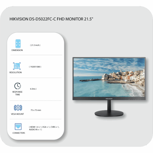 hikvision ds d5022fc c fhd monitor 21.5"
