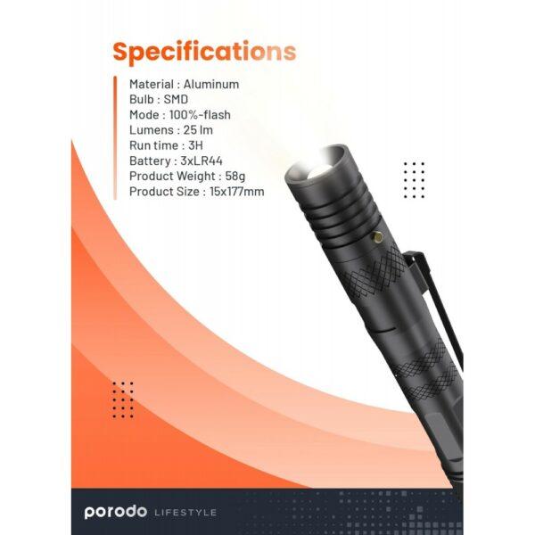 porodo lifestyle outdoor 9 in1 flashlight