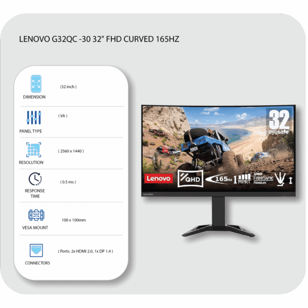 lenovo g32qc 30 32" fhd curved 165hz