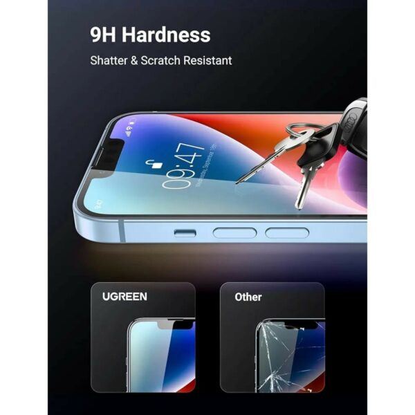 ugreen 80967 full coverage hd screen protector with installation frame for iphone 14/13/13 pro