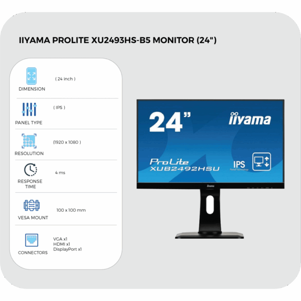 iiyama prolite xu2493hs b5 monitor (24")