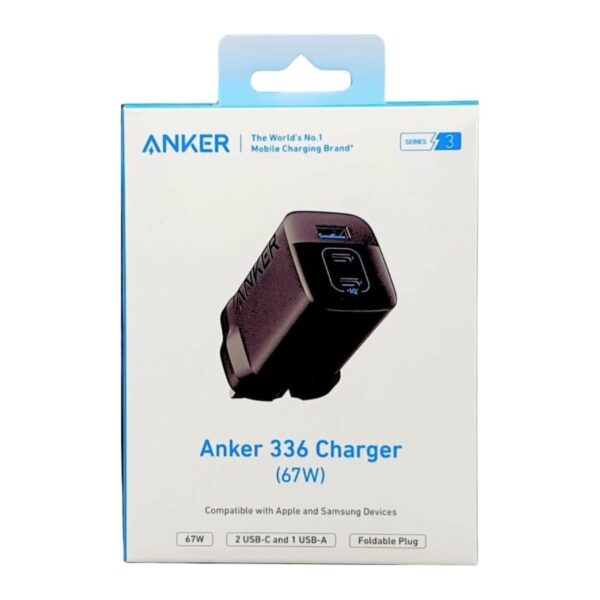 anker charger 336 powerport 67w usb c gan charger black (a2674k11)