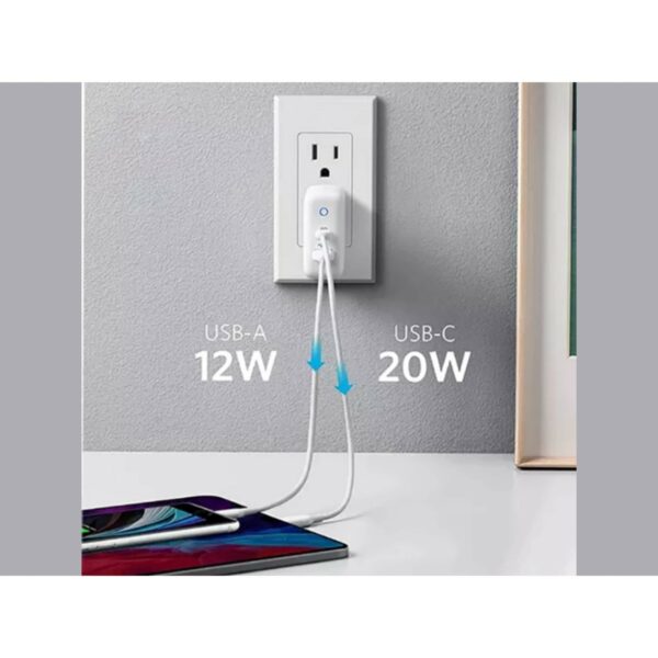 anker powerport pd+ 2 wall charger 35w white (a2636l21)