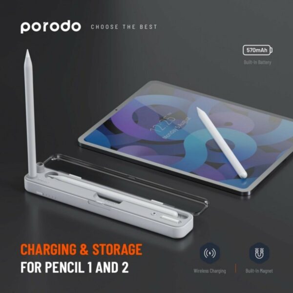 porodo wireless charging & storage for pencil 1 & 2 case (pd capen wh)
