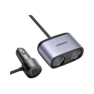 ugreen 30886 usb / usb type c car charger with splitter 2x car socket gray