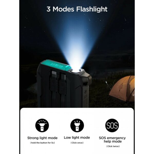 joyroom jr l017 22.5w outdoor power bank 10000mah with dual cables