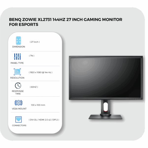 benq zowie xl2731 144hz 27 inch gaming monitor for esports