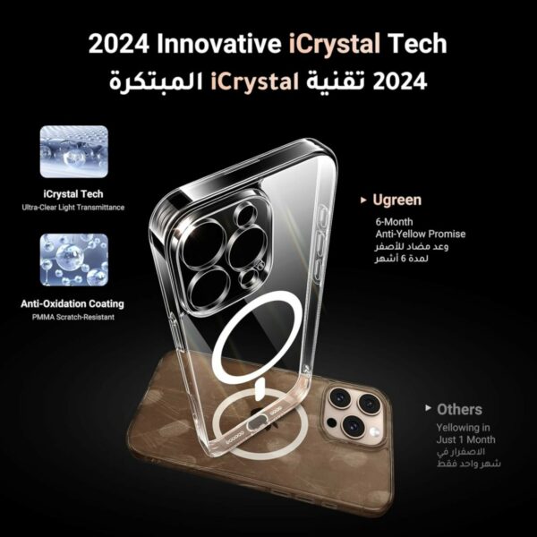 ugreen 45923 classy clear magnetic protective case for iphone 16 pro upgraded version (clear)