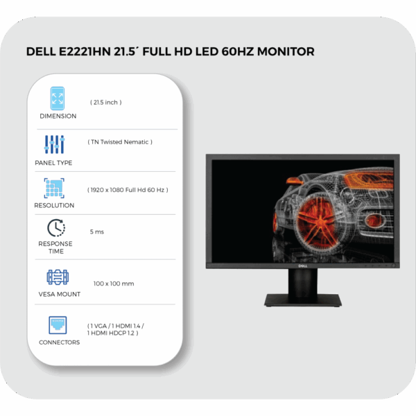 dell e2221hn 21.5´ full hd led 60hz monitor