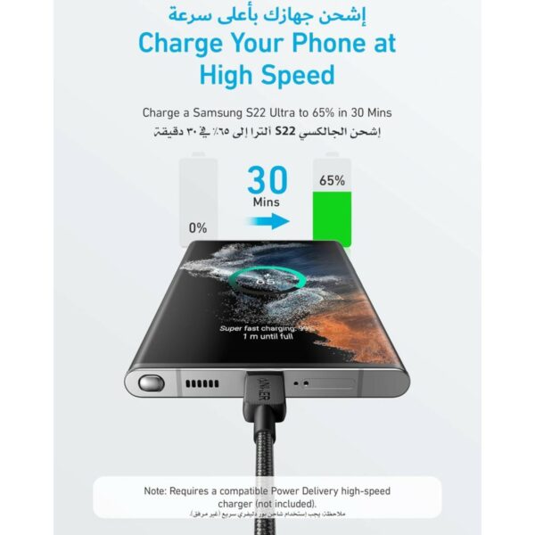 anker 322 usb c to usb c cable 3ft braided black (a81f5h11)