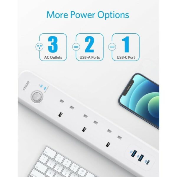 anker power extend usb c 3 strip white (a9136k21)