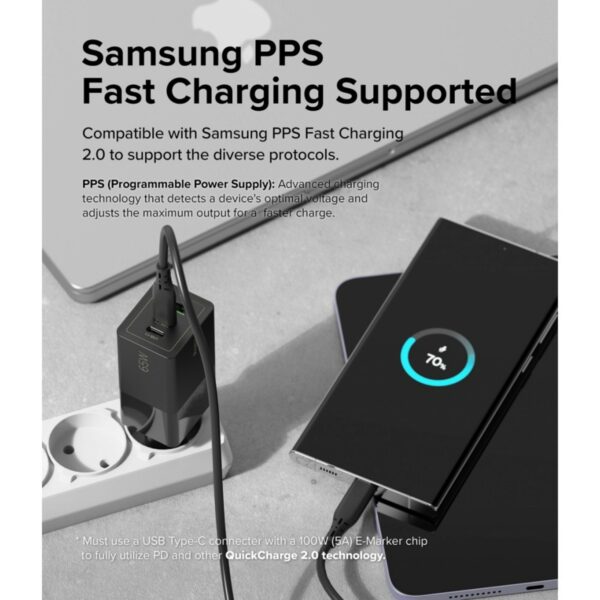 ringke gan 3 ports network charger 65w