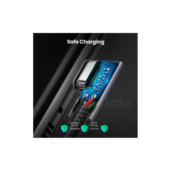ugreen 70531 angled usb c cable aluminum case with braided 2m (black)