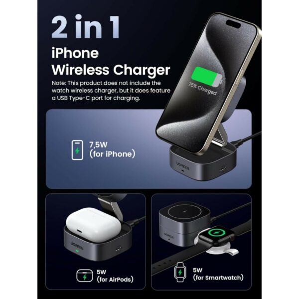 ugreen 35278 2 in 1 magnetic wireless charger