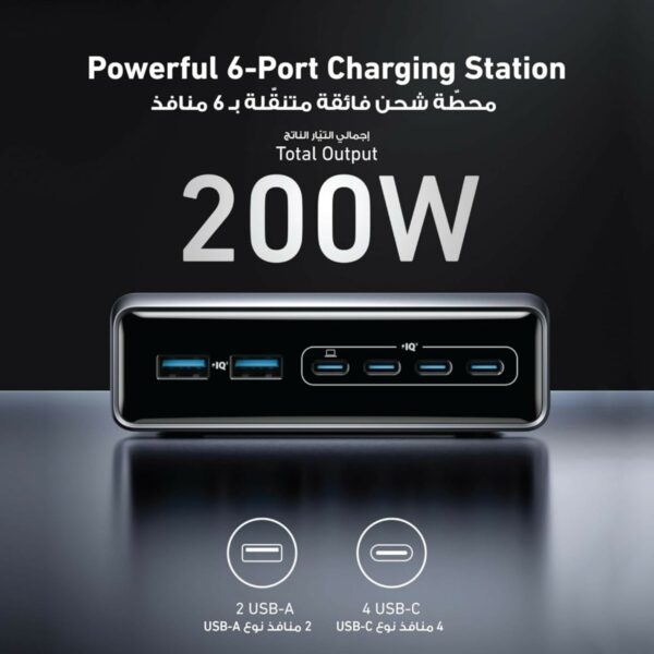 anker prime charger 200w 6 ports gan silver (a2683241)