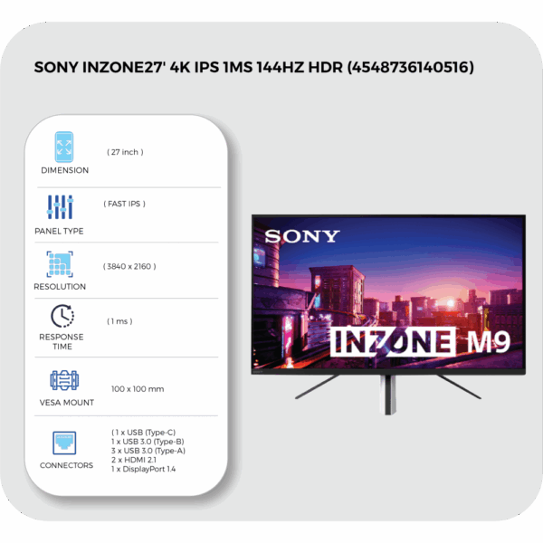 sony inzone m9 gaming monitor (27")