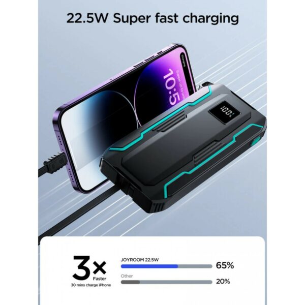 joyroom jr l017 22.5w outdoor power bank 10000mah with dual cables
