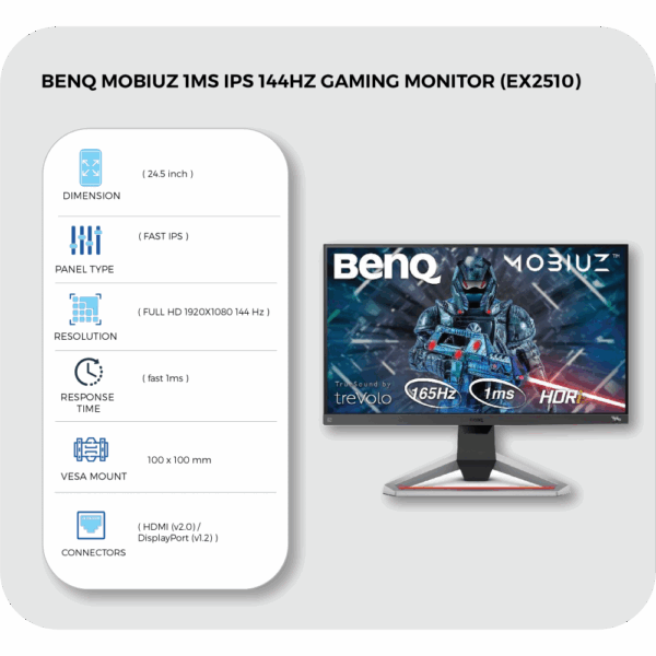 benq mobiuz 1ms ips 144hz gaming monitor (ex2510s)