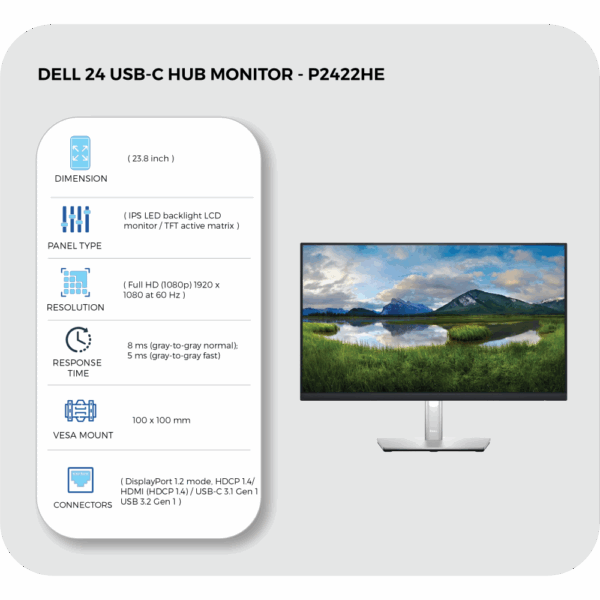 dell 24 usb c hub monitor p2422he