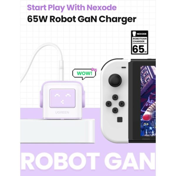 ugreen 35292 nexode 65w 3 port gan fast charger uk (purple)