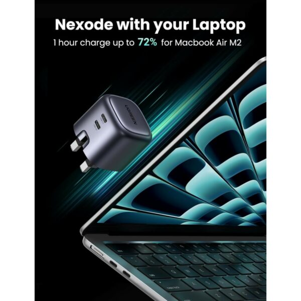 ugreen 90399 nexode 45w dual usb c pd gan fast charger uk (space gray)
