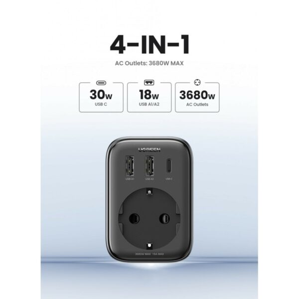 ugreen 15261 30w travel adapter (uk to eu)