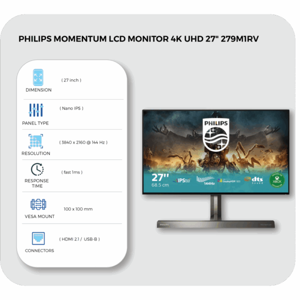 philips momentum lcd monitor 4k uhd 27" 279m1rv
