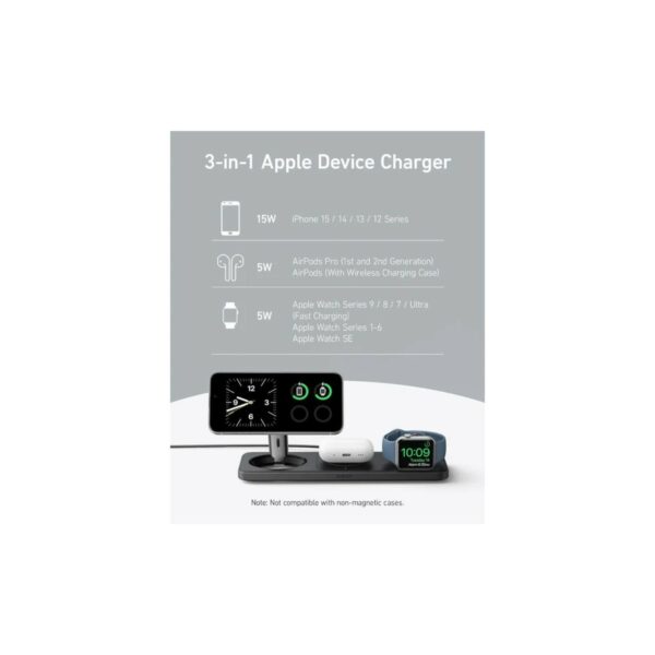 anker 15w maggo wireless charging station 3 in 1 pad for apple devices (b25m1211)