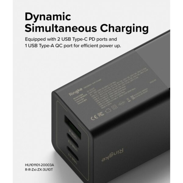 ringke gan 3 ports network charger 65w