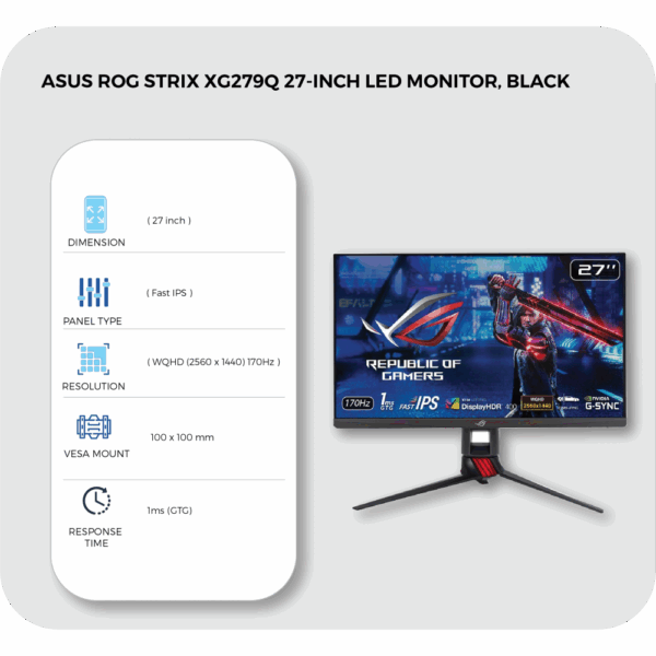 asus rog strix xg279q 27 inch led monitor, black